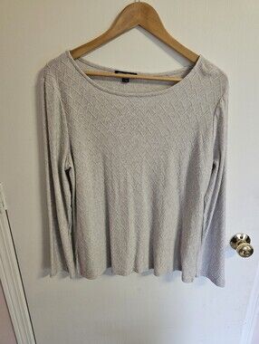 Mario Serrani Light Gray Long-Sleeve Textured Top